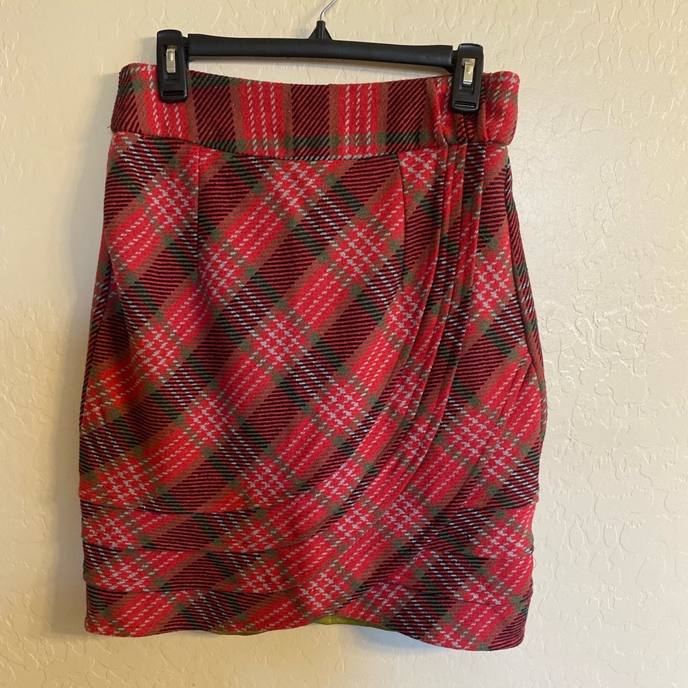 DownEast Pink and Green Plaid Skirt